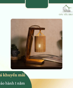 Đèn chùm gỗ treo kiểu Nhật, ánh sáng vàng ấm, khung gỗ thủ công độc đáo